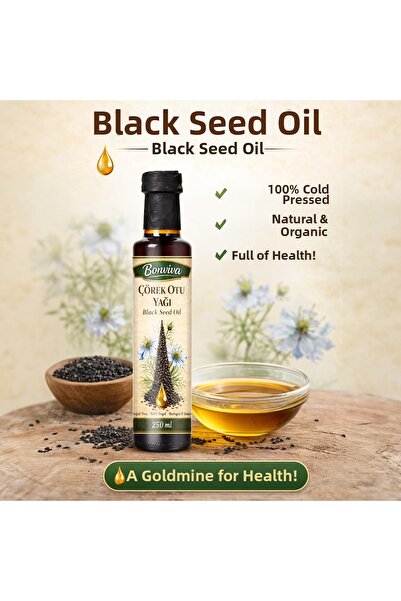 BONVİVA زيت الكمون الأسود النقي المعصور على البارد 250 مل