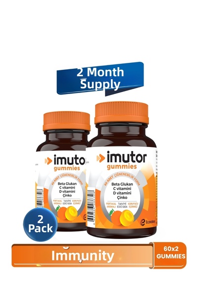 Imutor Gummies 60X2 Chewable Form – Family Size Use - Beta Glucan, Vitamin C,...