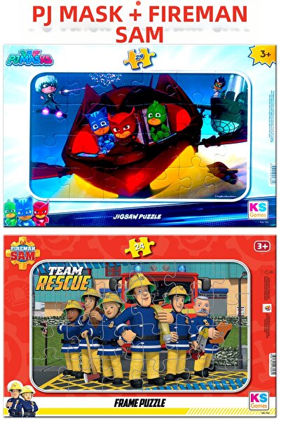 Ks Games مجموعة ألغاز تعليمية من 24 قطعة من بي جيه ماسكس + فايرمان سام