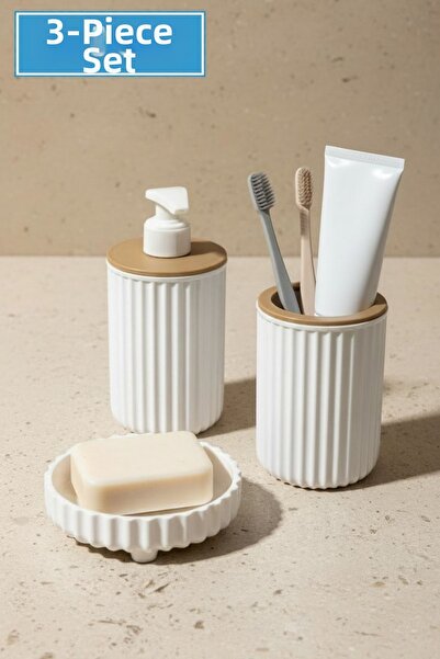 LE PARİS Set de baie din cu dungi piese Design modern 2023 |   Dozator de săp...