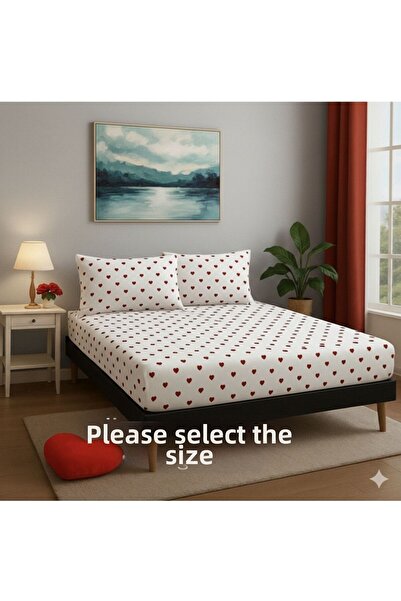 Home Heart Patterned Elastic Sheet Set - Single/Double/King Size