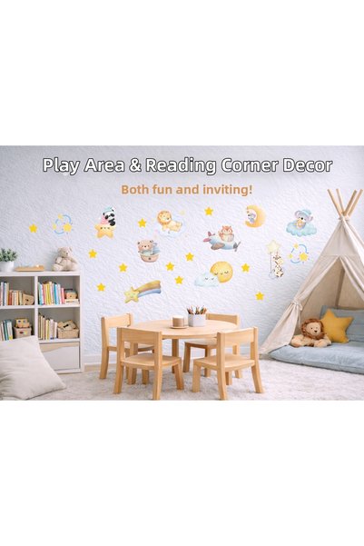 cyatelier Baby Room Wall Sticker Set Cute Animals Moon Stars Children's Room Sticker Decorative Code 0002