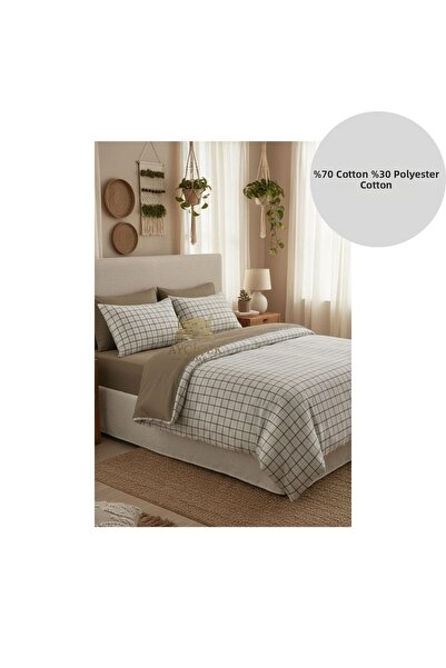 ayçiçek home Double Bedding Set 160/200 Fitted Sheet 190/220 Quilt Size 4 Pie...