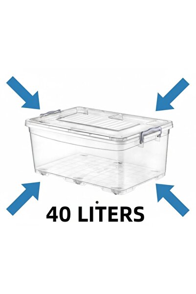 KIZILELMADA 40 Lt Storage Container with Wheels (Transparent)