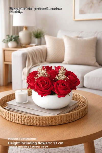adresiburasi وعاء زهور خرسانية نموذج وعاء وردة مخملية ترتيب زهرة الطاولة أحمر...
