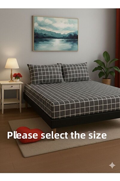 Home Square Patterned Elastic Sheet Set - Single/Double/King Size