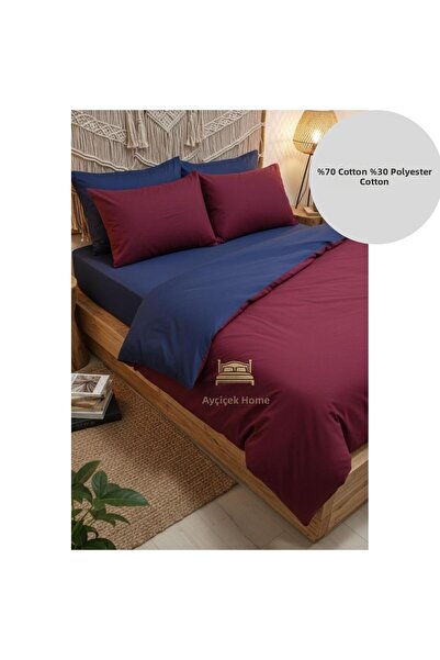 ayçiçek home Double Bedding Set 160/200 Fitted Sheet 190/220 Quilt Size 4 Pie...