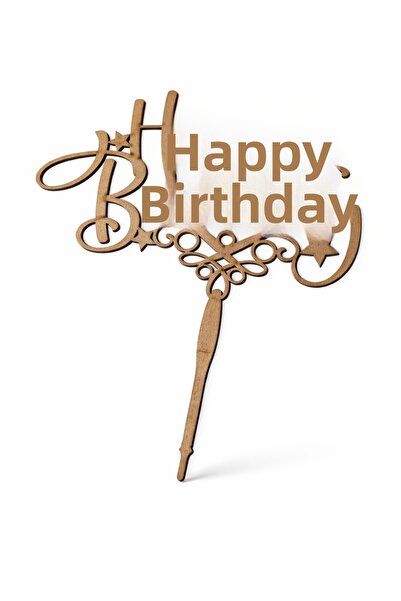 Ege Concept Life Wooden Mdf Happy Birthday Written Cake Decoration - Birthday...