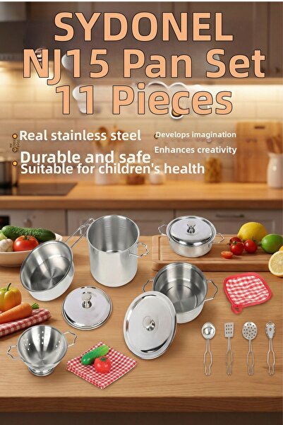 craftivio 11 Piece Metal Toy Cookware Set - Stainless Steel Realistic Pretend...