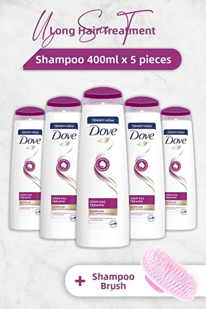 Dove مجموعة شامبو وفرشاة للعناية بالشعر بطول 400 مل × 5 قطع