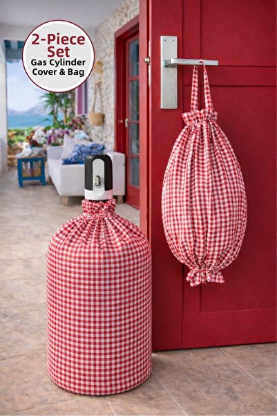 YUVOL Red Gingham Bottle Cover, Double Elastic Fabric + Bag Holder, Set of 2 ...