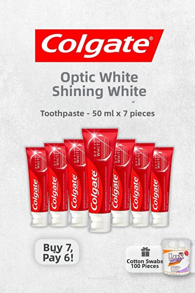 Colgate Optic White Shimmering Whiteness اشتري 7 واحصل على 6 50 مل وعصا أذن