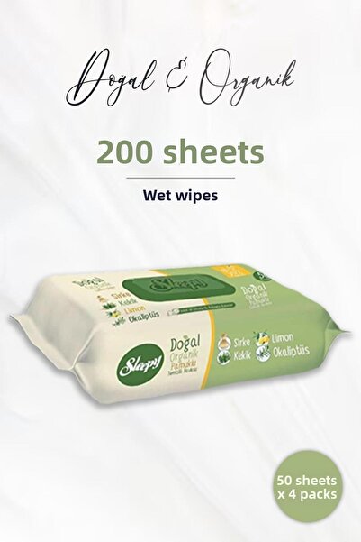Sleepy Natural & Organic Wet Wipes 50 Pieces X 4 (200 Sheets)