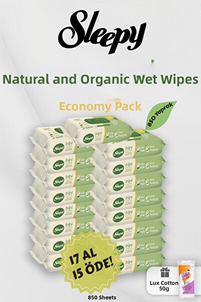 Sleepy مناديل مبللة عضوية، اشتري 17 وادفع 15 هدية