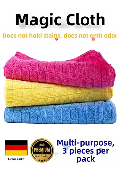 CAQA HOME قطعة قماش تنظيف من الألياف الدقيقة، عبوة من 3 قطع، 40×40 سم، قماش ت...