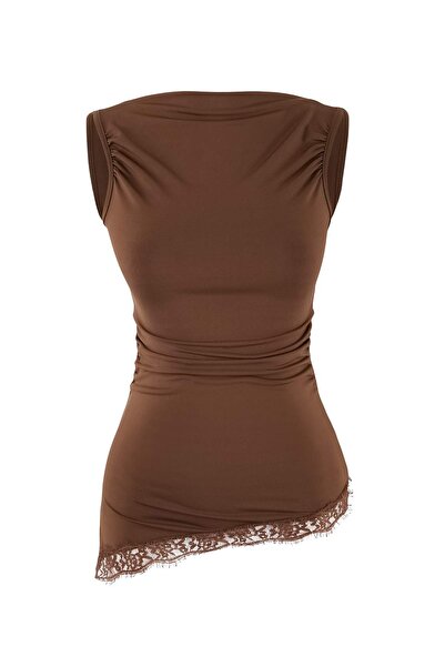 Trendyol Collection Brown Fitted/Fitted Stretch Knitted Blouse Twoss26Bz00442