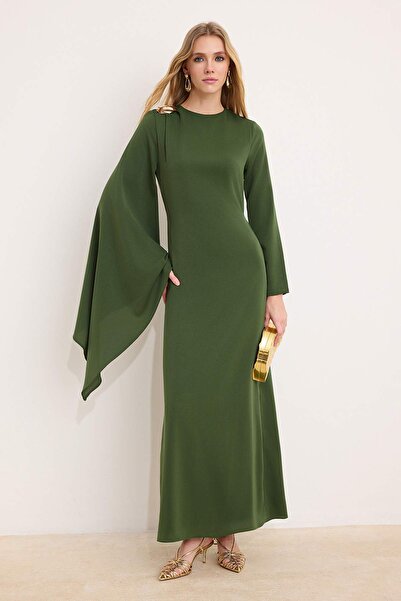 Trendyol Modest Khaki Woven Hijab Evening Dress Tctss26Db00006