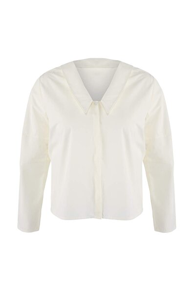 Trendyol Curve Ecru Poplin Woven Plus Size Blouse
