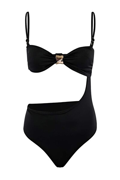 Trendyol Collection Black Strapless Covered Regular Mayokini with Accessories...