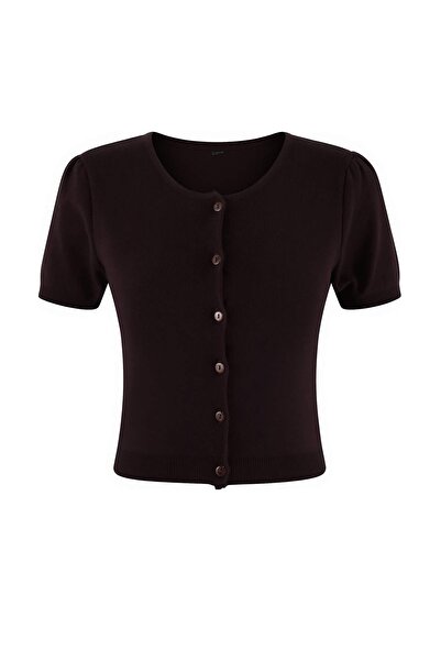 Trendyol Collection Brown Basic Blouse-Cardigan Set Knitwear Cardigan Twoss26...