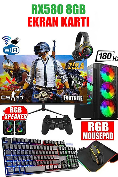 Dmc N99x(PUBG,GTA 5) I5 3470,16GB,500GB HDD,256GB SSD,8GB RX580,24''180hz Oyu...