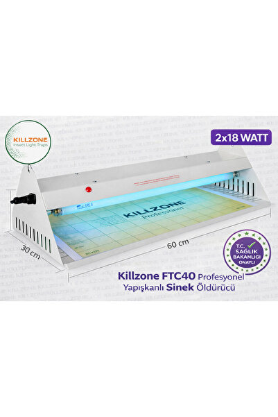 Killzone FTC40 Profesyonel UV Sinek Tutucu Cihaz Yapışkanlı Endüstriyel Resto...