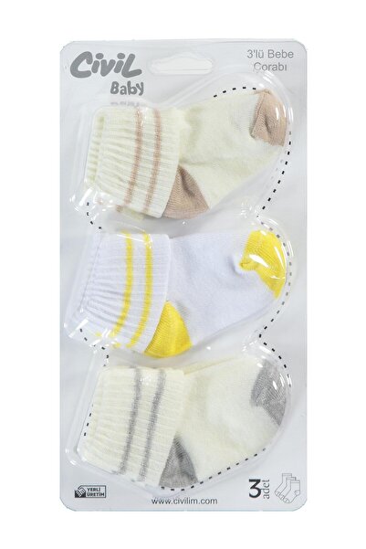 Civil Baby Erkek Bebek 3'lü Çorap Set 0-6 Ay - Standart Standart