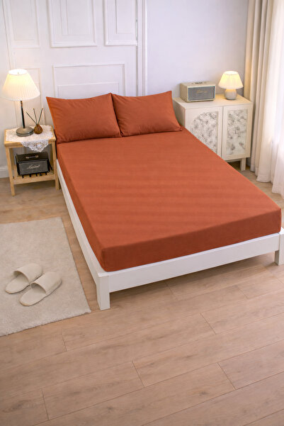 LilaMOON Tile-Colored Cotton Ranforce Fabric Single/Double Fitted Elastic She...