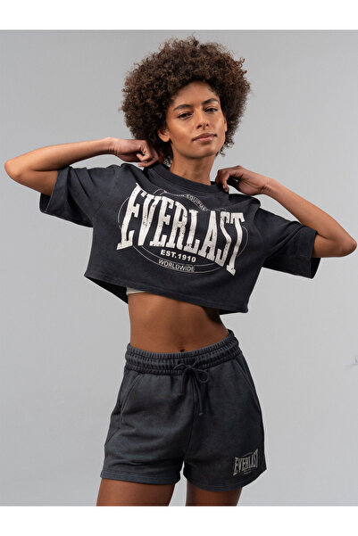 EVERLAST تي شيرت نسائي قصير أصلي من Boxing Wmn Anthracite