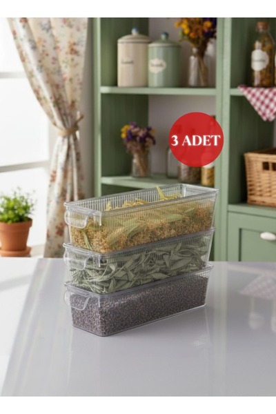 Okyanus Home 3 قطع من منظم الثلاجة الصغير مع غطاء وحاوية تخزين سعة 1250 مل