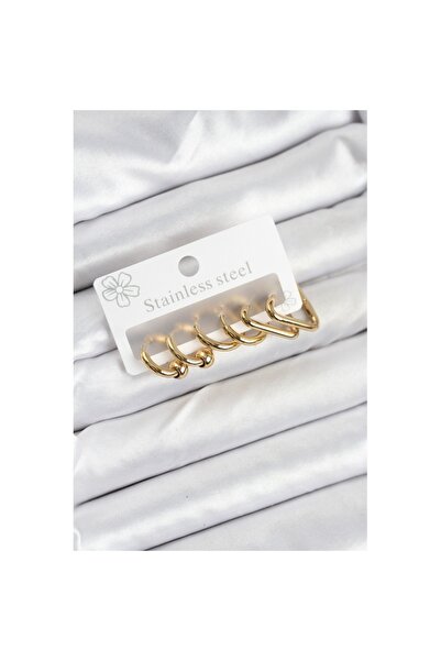 Skygo طقم أقراط نسائية من الفولاذ 316L بلون ذهبي - TJ-BKP11222