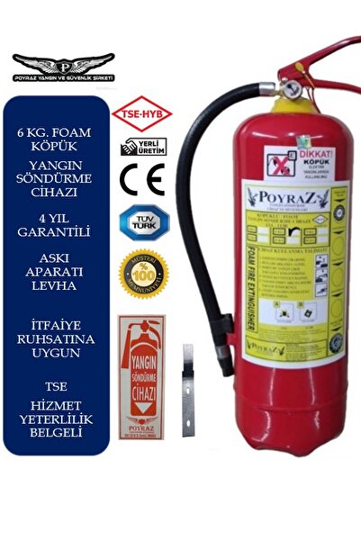 POYRAZ 6kg Yangın Söndürme Tüpü Kimyevi Kopuklu 2022 Uretım 2026 Tekrar Dolum...