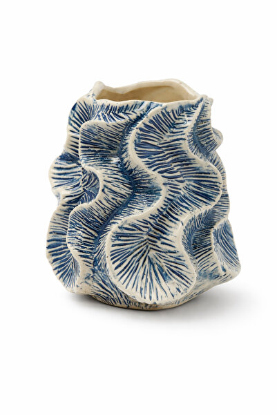 Warm Design Dalgalı Desenli Organik Şekilli Vazo