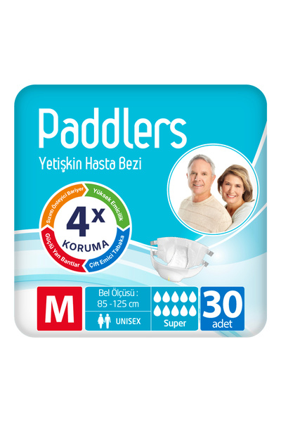 Paddlers حفاضات لاصقة للمريض البالغ مقاس متوسط ​​30 قطعة