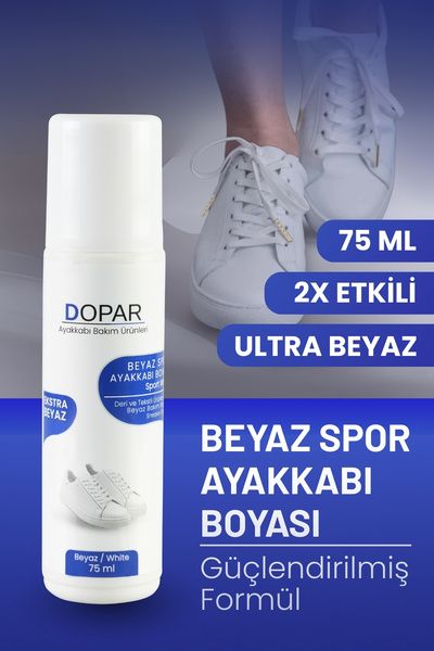 Dopar Beyaz Spor Deri Bez Ve Kumaş Ayakkabı Boyası Bakımı 75 Ml.