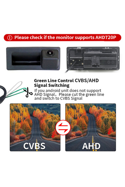 Choice كاميرا خلفية للسيارة 12 فولت CVBS-AHD AHD 1080P مثبتة على مقبض صندوق ا...