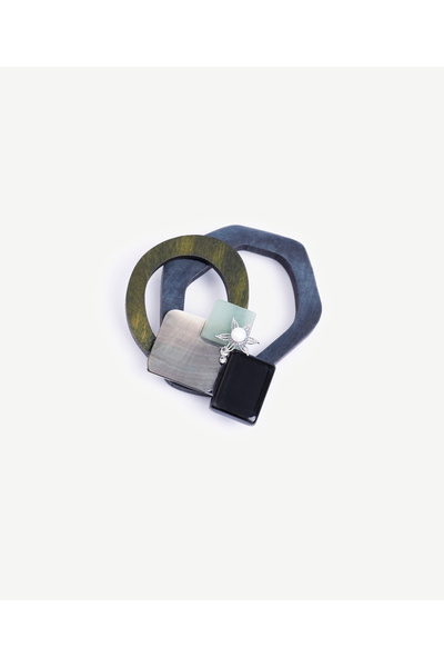 Yargıcı Ahşap Ve Kabuk Detaylı Broş