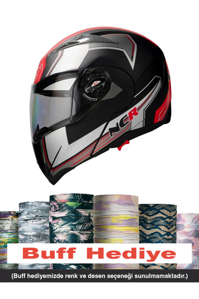 NCR Çene Açılır Kask Kırmızı Ece Belgeli