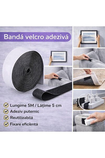 SMARTECH Bandă adezivă cu velcro, 5 cm x 5 m