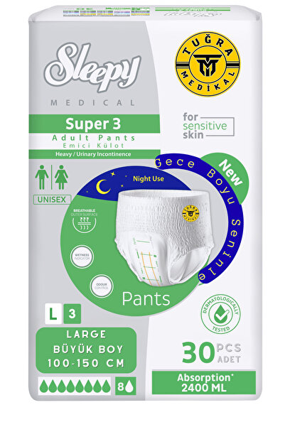 WibteX Yetişkin Unısex Süper 3 Emici Gece Külodu | Large (L) 30 Adet