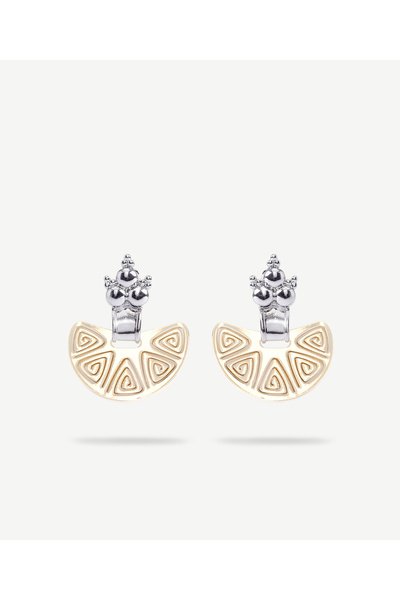 Yargıcı Gold Ve Gümüş Detaylı Küpe