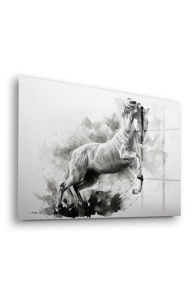 Decovetro Stakleni sto Crno-beli konj