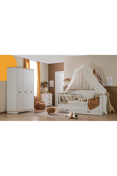 Lajivert Bella Çocuk Odası (3 Kapaklı Dolap + 90*190 Montessori + Şifonyer)
