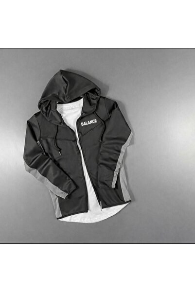 NOFLEN Σετ αθλητικής φόρμας BALANCE με στάμπα για άνδρες, μαύρο και γκρι σκούμπα