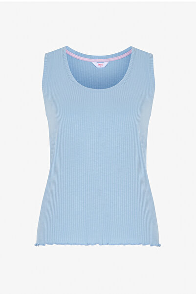 Penti Mavi Ella Solid Atlet Pijama Üstü