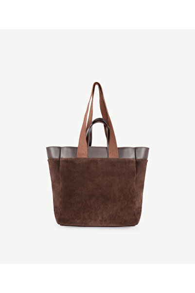 Yargıcı Kolon Detaylı Süet Deri Omuz Çantası