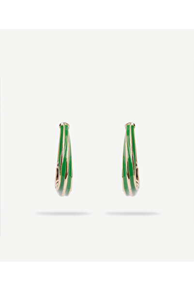 Yargıcı Yeşil Mineli Halka Küpe