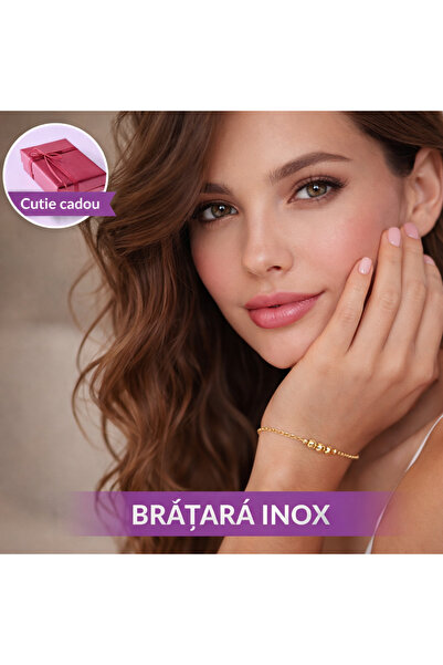 SMARTECH Bratara Inox Cu Margele, Auriu