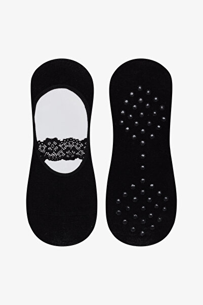 Penti Lace Cross Siyah Beyaz ÇizgiliBabet Çorabı
