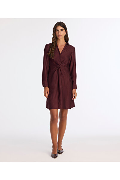 Yargıcı Düz V Yaka Uzun Kol Elbise